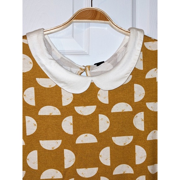 AGNES & DORA "Neverland" SHIRT Yellow White Collar Geometric Graphics Size L NWT - Picture 3 of 7